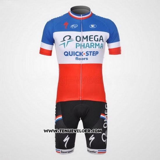 2012 Maillot Ciclismo Omega Pharma Quick Step Champion France Manches Courtes et Cuissard